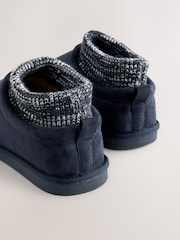 Navy Knitted Cuff Boot Slippers - Image 3 of 5