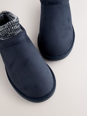 Navy Knitted Cuff Boot Slippers - Image 5 of 5