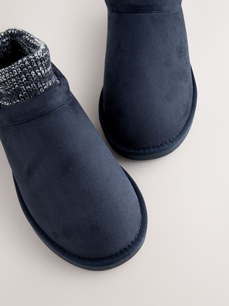 Navy Knitted Cuff Boot Slippers - Image 5 of 5