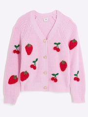 River Island Pink Girls 3D Fruit Cardigan - Image 1 of 4