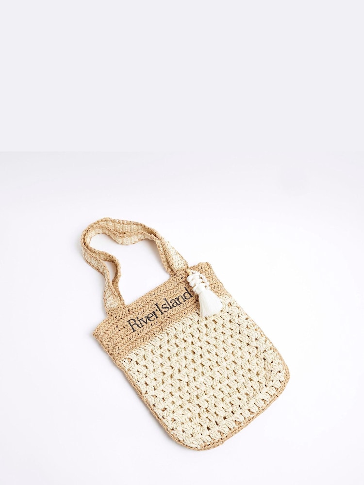 River Island Brown Girls Raffia Shopper Bag - Image 1 of 5