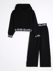 River Island Black Girls 100% Cotton Hoodie Set - Image 1 of 5