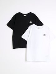 River Island White Boys 100% Cotton T-Shirts 2 Pack - Image 1 of 4