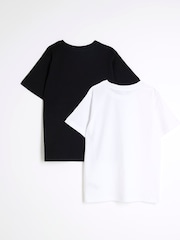 River Island White Boys 100% Cotton T-Shirts 2 Pack - Image 2 of 4