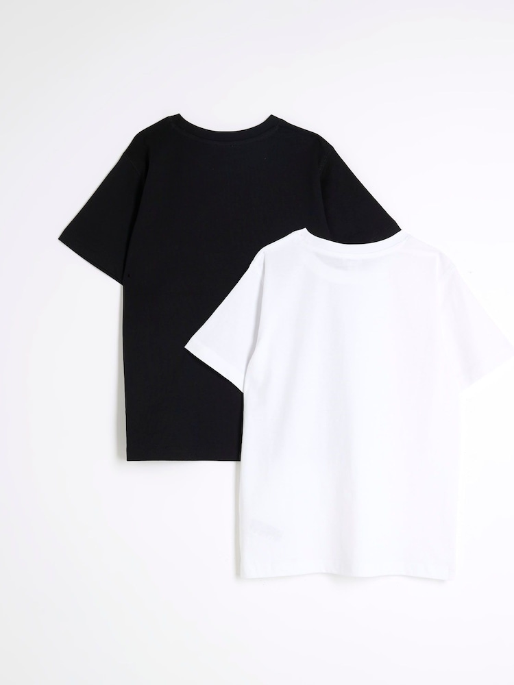 River Island White Boys 100% Cotton T-Shirts 2 Pack - Image 2 of 4