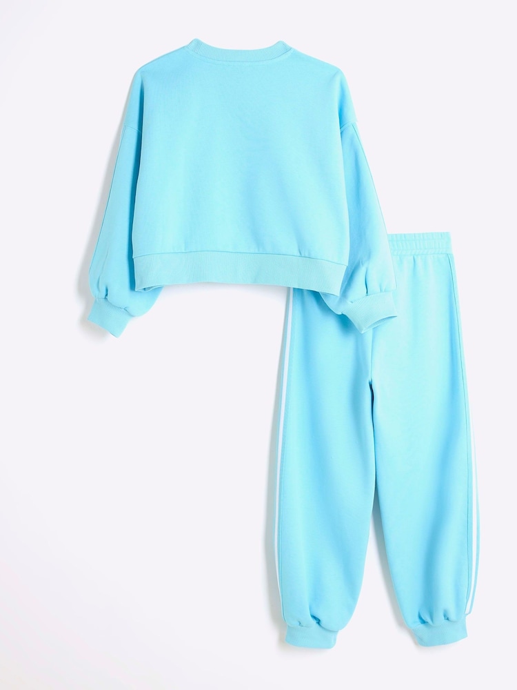 River Island Blue Girls Brunch Club 100% Cotton Sweat Set - Image 2 of 5