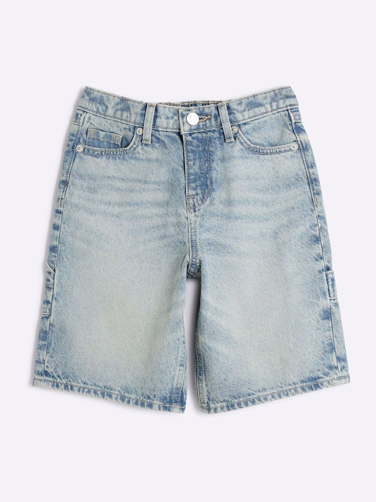 River Island Blue Boys Carpenter 100% Cotton Shorts - Image 1 of 4