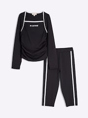 River Island Black Girls Active Top And Leggigns Set - Image 1 of 5