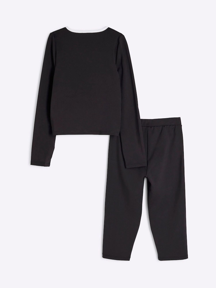 River Island Black Girls Active Top And Leggigns Set - Image 2 of 5