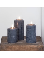 Lights4fun Grey TruGlow® LED Pillar Candle Trio - Image 1 of 3