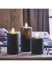Lights4fun Grey TruGlow® LED Pillar Candle Trio - Image 2 of 3