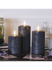 Lights4fun Grey TruGlow® LED Pillar Candle Trio - Image 3 of 3