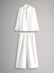 The Set White 2 Pack Linen Blend Shirt and Trousers Set - Image 1 of 5