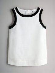 Black/White/Spot Piped Linen Blend Shell Tops 3 Pack - Image 3 of 6