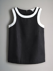 Black/White/Spot Piped Linen Blend Shell Tops 3 Pack - Image 4 of 6