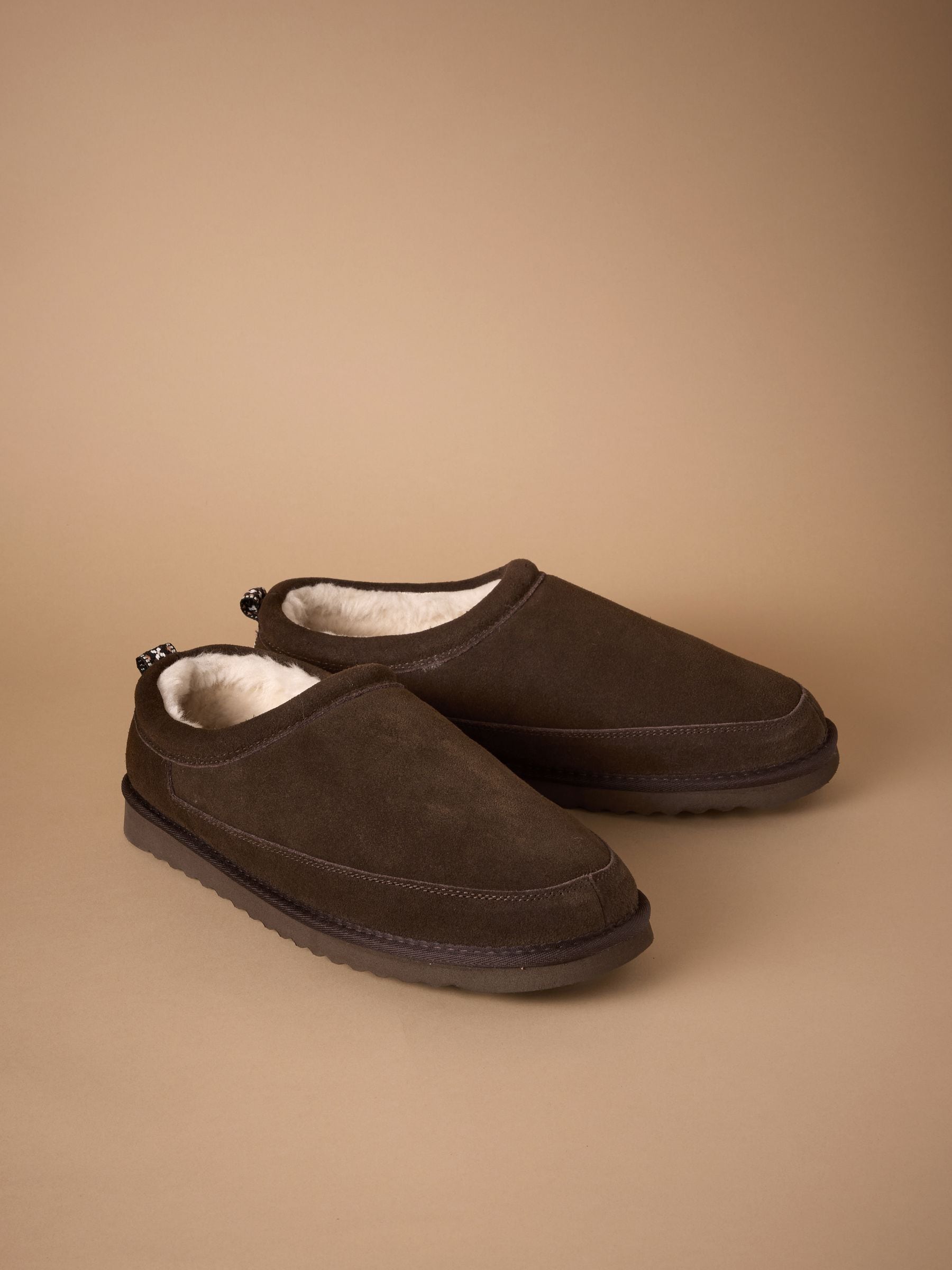 New MySlippers Brown Suede Faux Fur Lining Slippers Women main image 3
