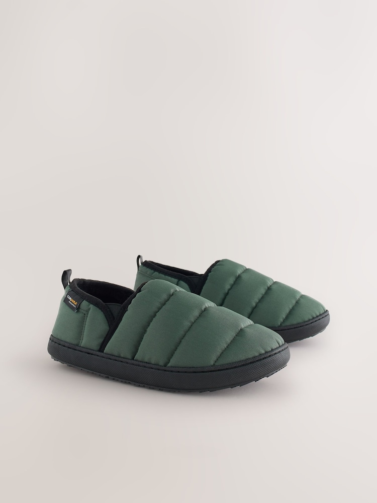 Khaki Green Thinsulate Quilted Slippers - Image 1 of 5 Khaki Green Thinsulate Quilted Slippers - Image 1 of 5