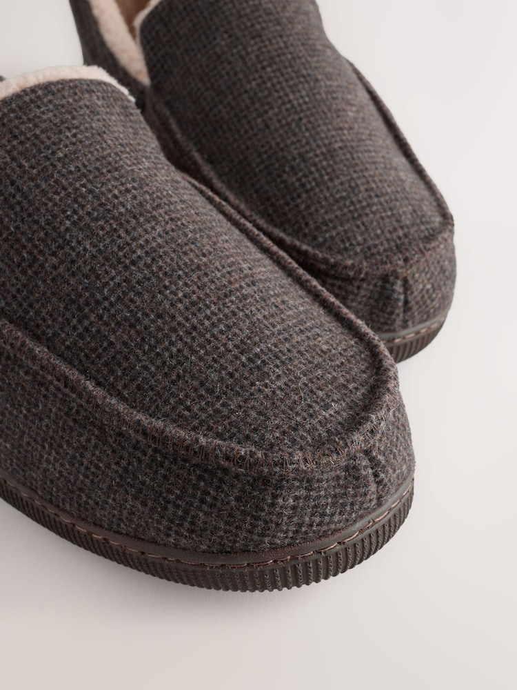 Brown Closed Back Textured Slippers - Image 5 of 5