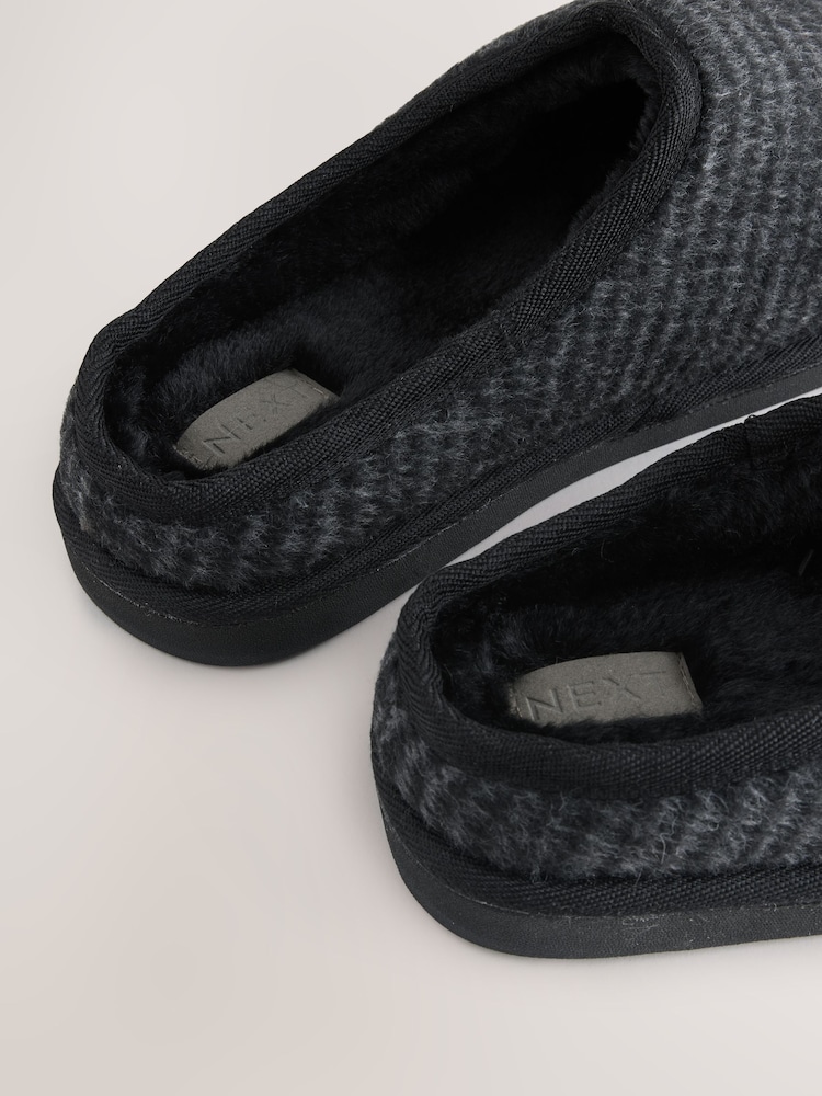 Grau - Brushed Check Mule Slippers - Bild 5 von 5