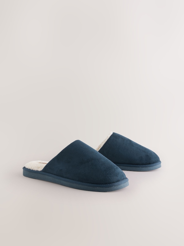 Navy Microsuede Mule Slippers - Image 2 of 6