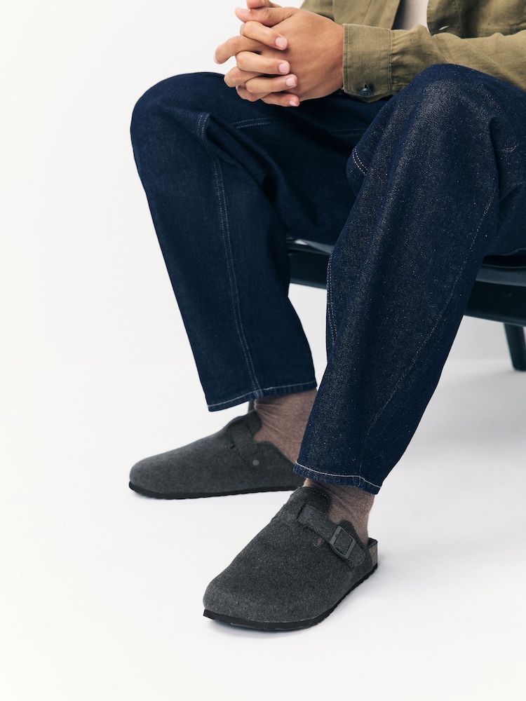 Grey Buckle Mule Slippers - Image 2 of 7
