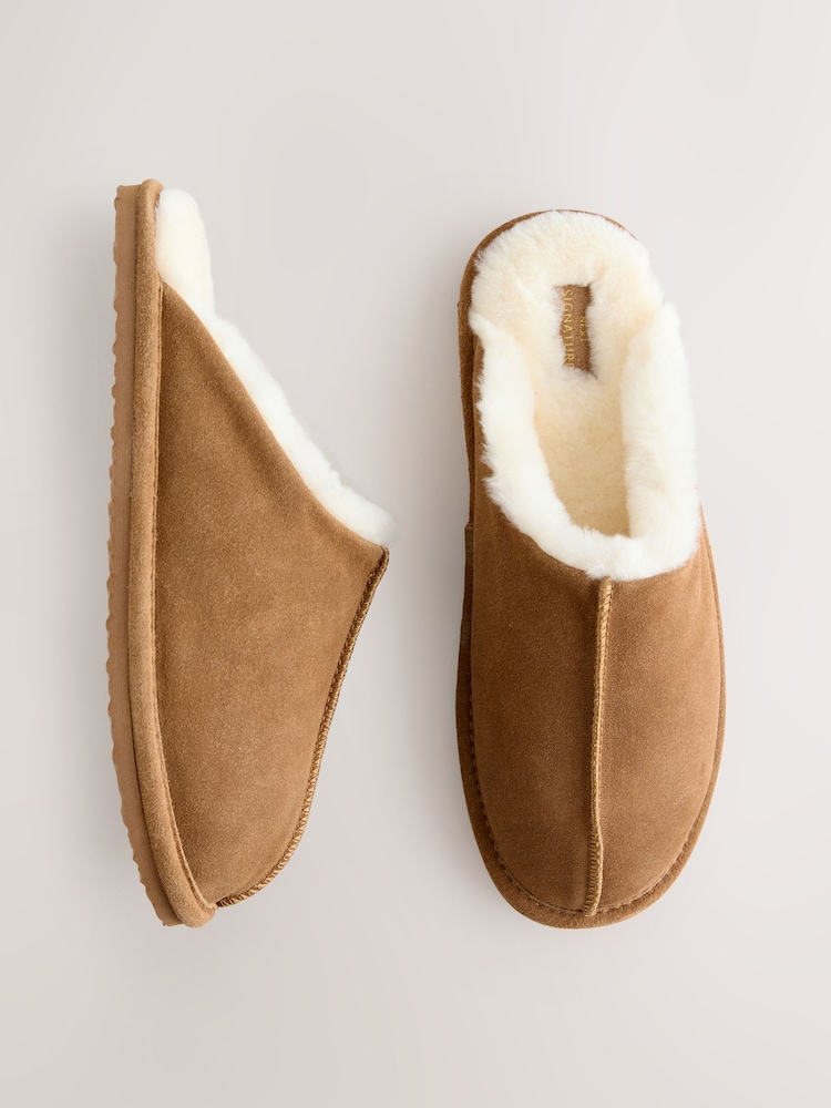 Tan Brown Signature Suede Mule Slippers - Image 1 of 6