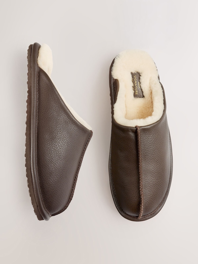 Brown Signature Suede Sheepskin Mule Slippers - Image 2 of 7 Brown Signature Suede Sheepskin Mule Slippers - Image 2 of 7