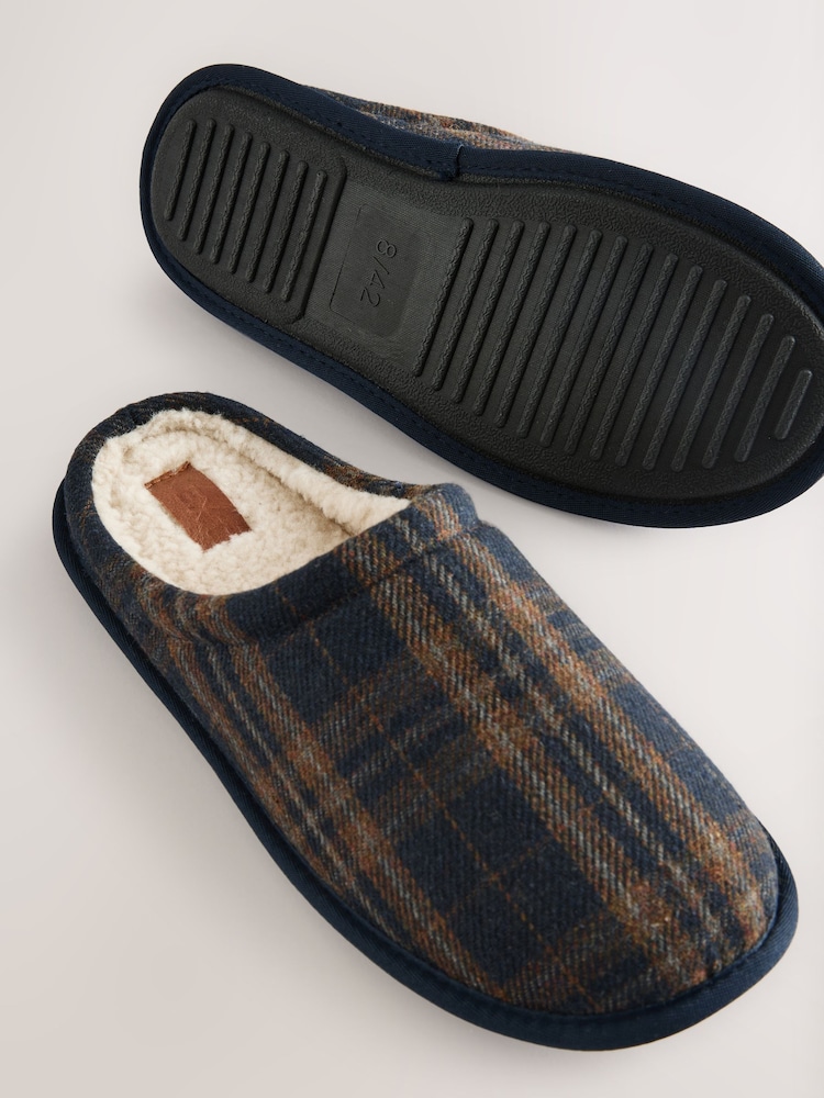 Navy Check Mule Slippers - Image 6 of 6