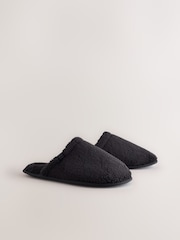 Black Towel Mule Slippers - Image 1 of 5
