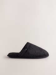 Black Towel Mule Slippers - Image 2 of 5