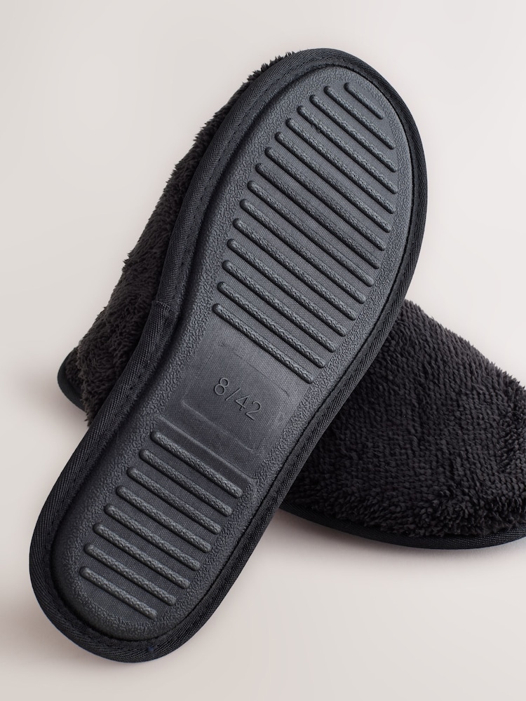 Black Towel Mule Slippers - Image 5 of 5