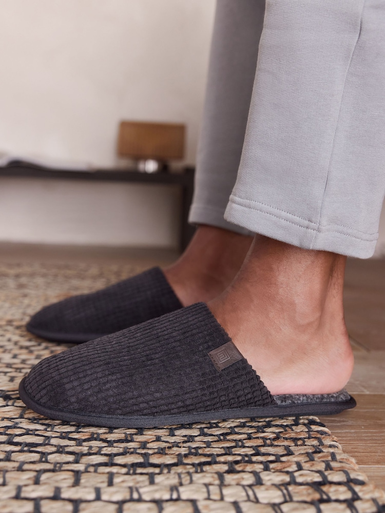 Brown Textured Mule Slippers - Image 1 of 6