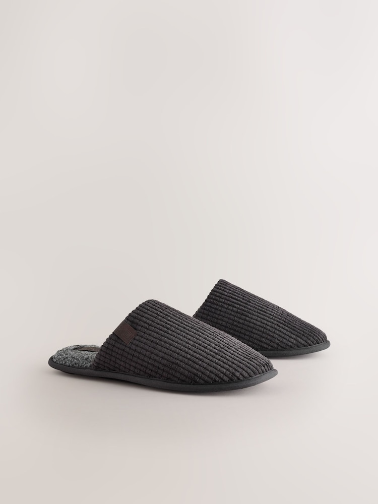 Brown Textured Mule Slippers - Image 2 of 6