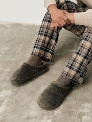 Taupe Faux Fur Mule Slippers - Image 1 of 7