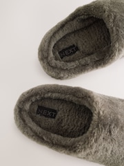 Taupe Faux Fur Mule Slippers - Image 7 of 7