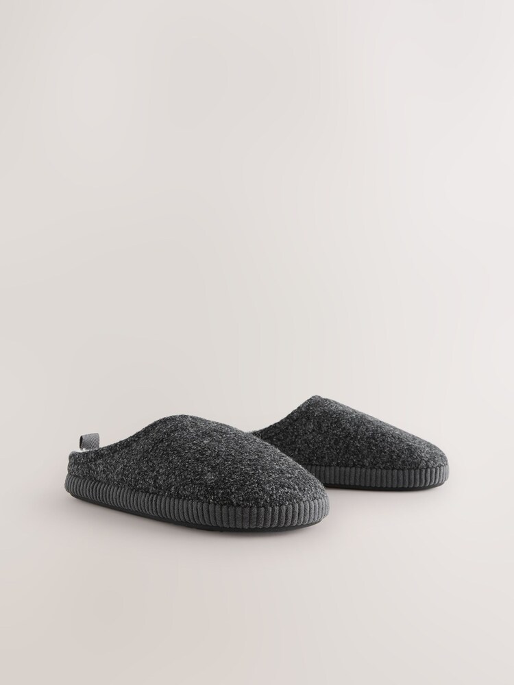 Grey Boucle Soft Mule Slippers - Image 1 of 5