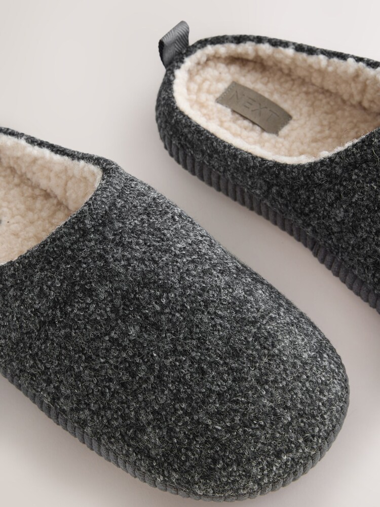 Grey Boucle Soft Mule Slippers - Image 5 of 5