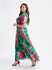 Scarlett & Jo Dark Green Curve Isabelle Angel Sleeve Maxi Dress - Image 3 of 5