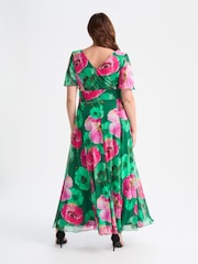 Scarlett & Jo Dark Green Curve Isabelle Angel Sleeve Maxi Dress - Image 4 of 5