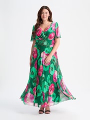 Scarlett & Jo Dark Green Curve Isabelle Angel Sleeve Maxi Dress - Image 5 of 5