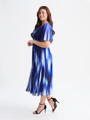 Scarlett & Jo Light Blue Victoria Spot Print Angel Sleeve Mesh Midi Dress - Image 3 of 4