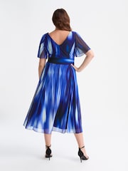 Scarlett & Jo Light Blue Victoria Spot Print Angel Sleeve Mesh Midi Dress - Image 4 of 4