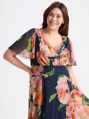 Scarlett & Jo Pink Curve Isabelle Angel Sleeve Maxi Dress - Image 2 of 4