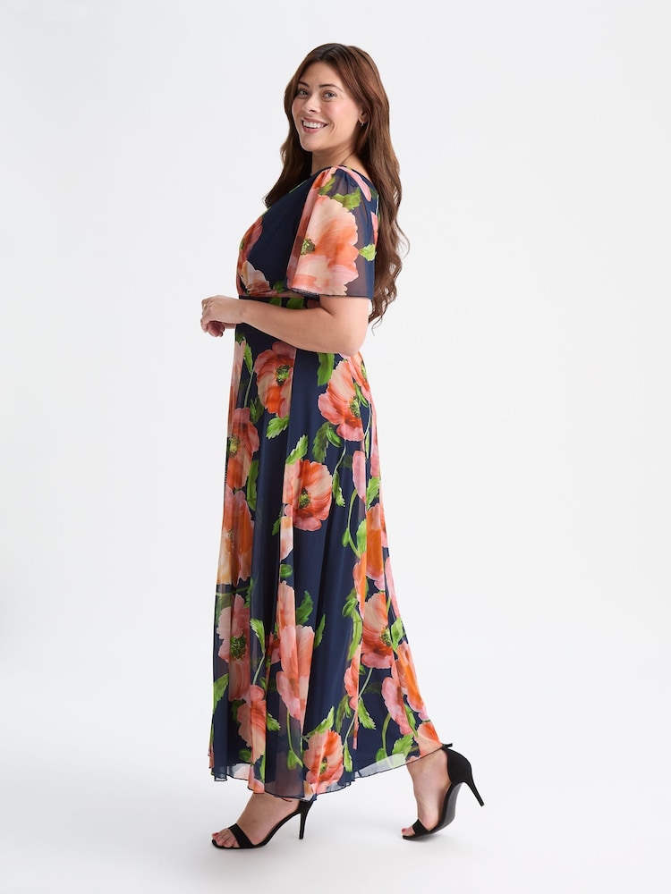 Scarlett & Jo Pink Curve Isabelle Angel Sleeve Maxi Dress - Image 3 of 4