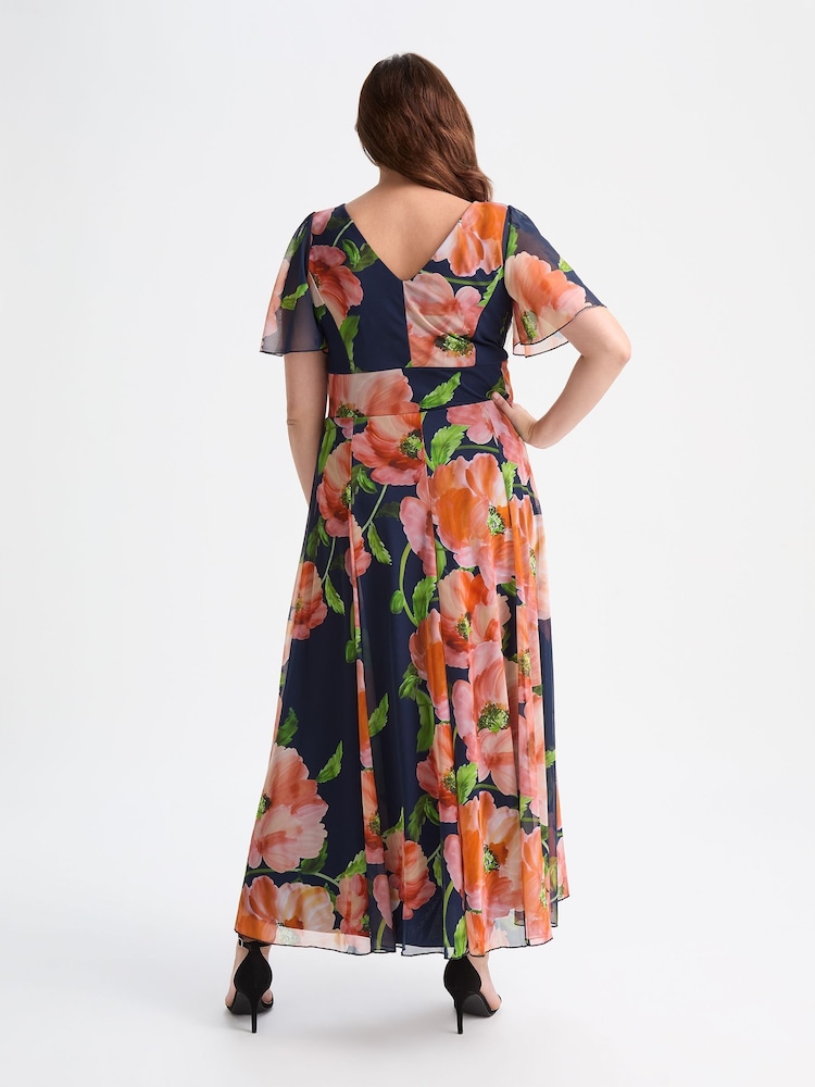 Scarlett & Jo Pink Curve Isabelle Angel Sleeve Maxi Dress - Image 4 of 4