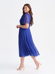 Scarlett & Jo Blue Victoria Angel Sleeve Mesh Midi Long Dress - Image 3 of 4