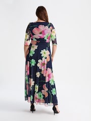 Scarlett & Jo Pink Elizabeth Print Mesh Maxi Gown - Image 4 of 4