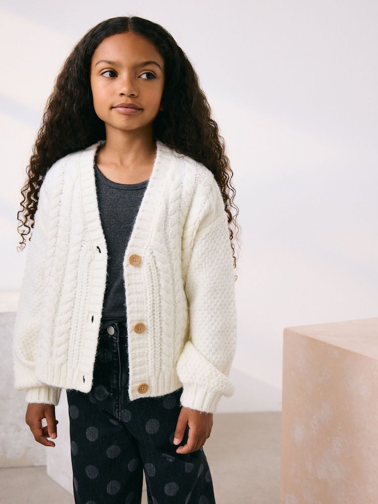 Oatmeal Cable Knitted Cardigan (3-16yrs) - Image 1 of 4