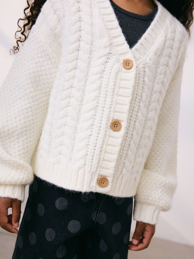 Oatmeal Cable Knitted Cardigan (3-16yrs) - Image 4 of 4