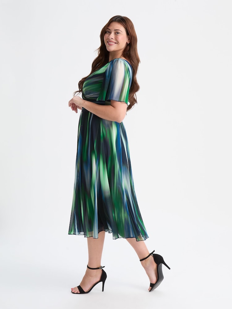 Dunkelgrün - Scarlett & Jo Victoria Gepunktetes Midikleid aus Netzstoff mit Flügelärmeln - Bild 2 von 4 Dunkelgrün - Scarlett & Jo Victoria Gepunktetes Midikleid aus Netzstoff mit Flügelärmeln - Bild 2 von 4